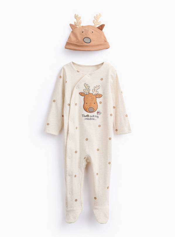 That's Not My Reindeer...Printed Sleepsuit & Hat Set 6-9 months
